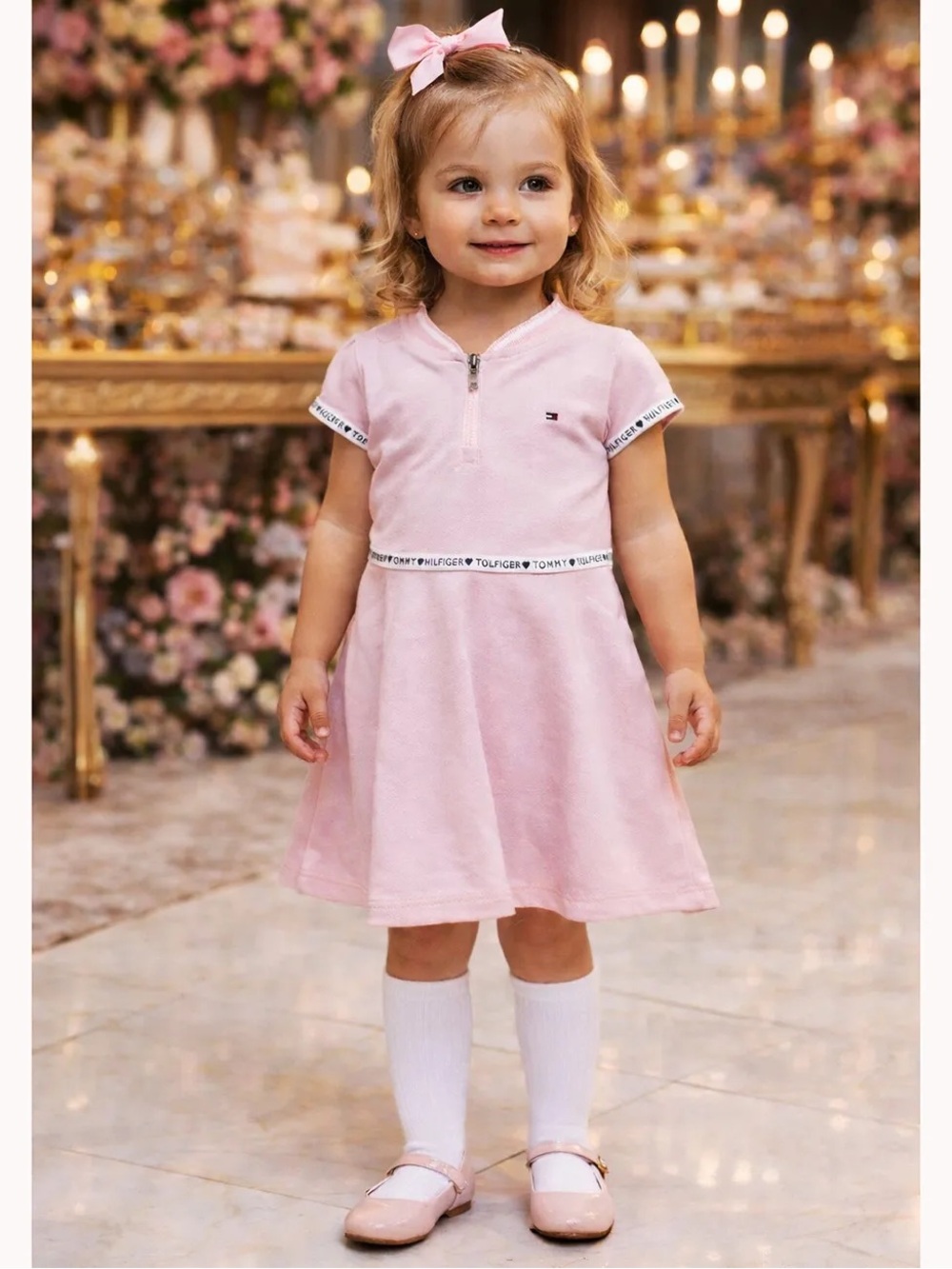Tommy Hilfiger Soft Pink Short-Sleeve Girls' A-Line Dress